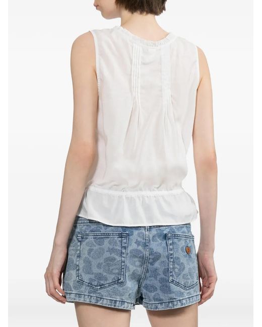 AAPE BY A BATHING AP White Pin-Tuck Drawstring Top