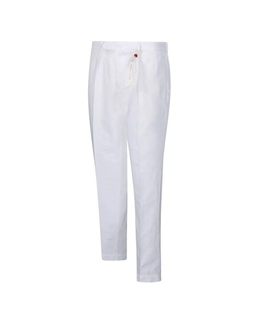 Santaniello White Pleated Tapered Trousers for men
