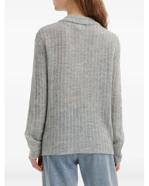 B+ AB Gray Ribbed-Knit Cardigan