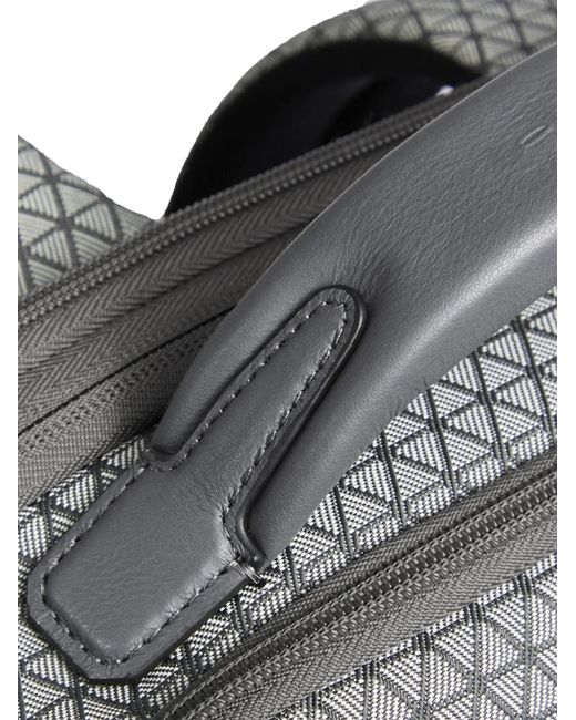 Piquadro Gray Geometric-Pattern Modular Backpack for men