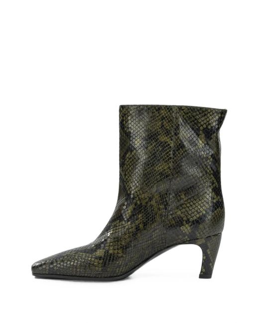 strategia shoes Green Snakeskin-Effect Leather Boots