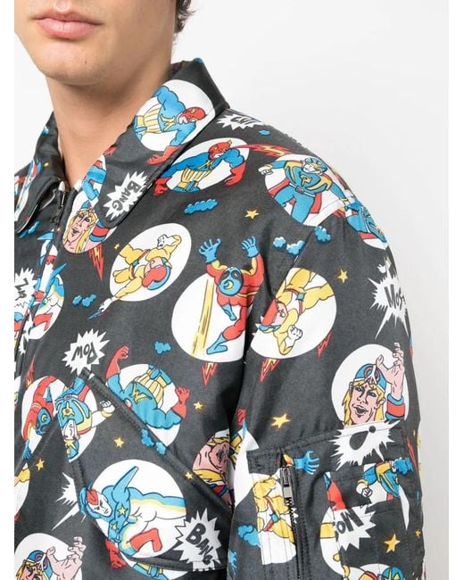 Moschino Blue Fantasy Cartoon Bomber Jacket for men