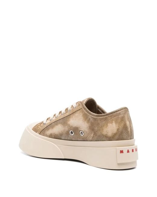 Marni Natural Faded Panelled Lace-Up Sneakers