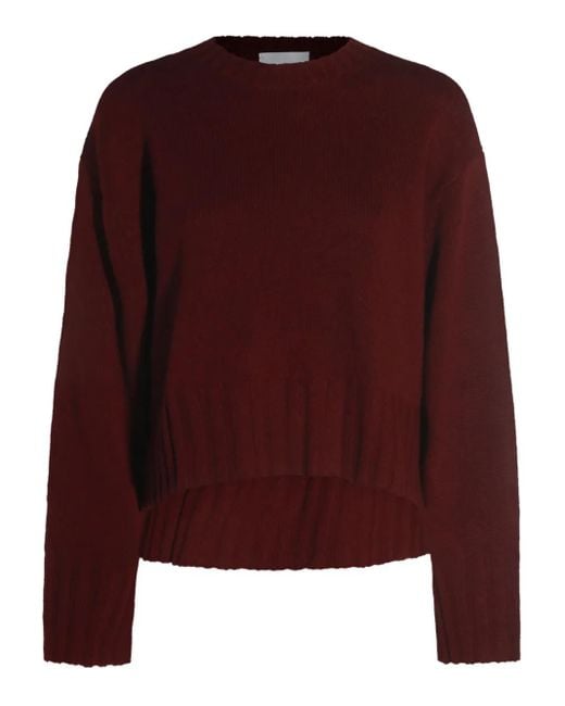 Allude Purple Crew-Neck Ribbed-Knit Sweater