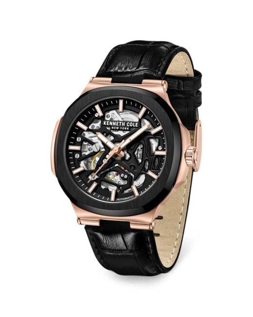Kenneth Cole Black Skeleton 45Mm Watch for men