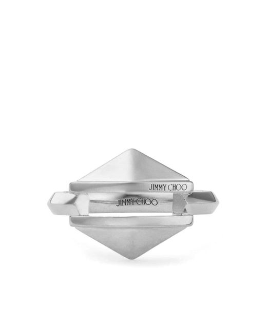 Jimmy Choo White Diamond Logo-engraved Ring