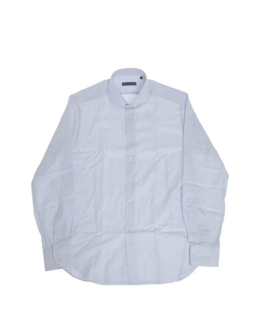 Corneliani Blue Patterned Cotton Shirt for men
