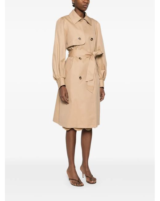 Twinset Natural Double Breasted Gabardine Trench Coat