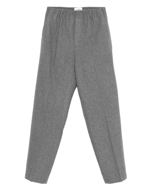 Cellar Door Gray Elastic-Waist Wool Trousers for men