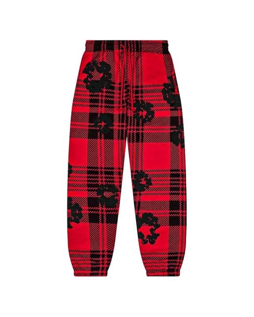 DENIM TEARS Red Plaid Wreath Sweatpants for men