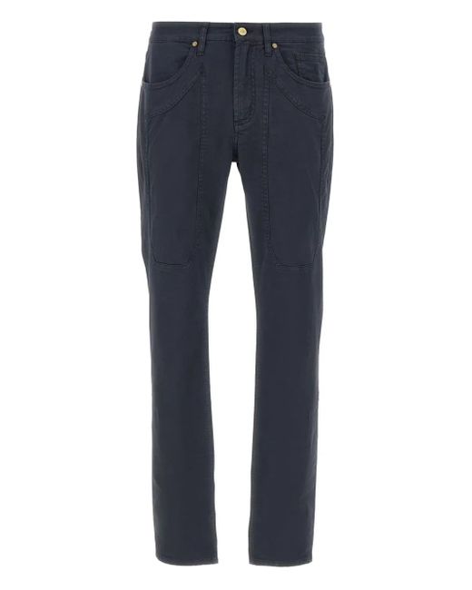 Jeckerson Blue Five-Pocket Logo-Patch Trousers for men