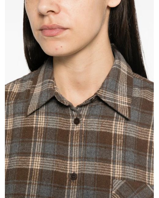 ELEH Brown Checked Chest-Pocket Shirt