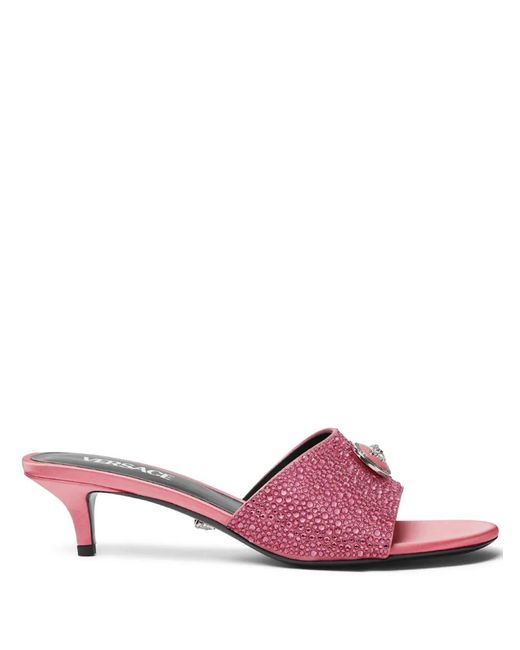 Versace Pink 45Mm Alia Crystal-Embellished Mules