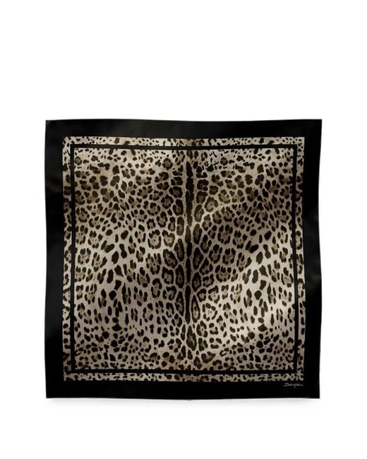 Dolce & Gabbana Black Leopard-Print Silk Twill Foulard (90X90)
