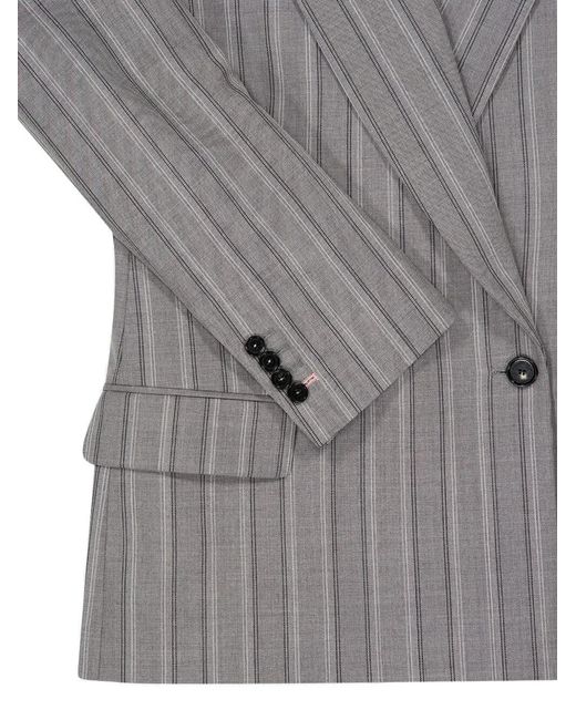 Stella McCartney Gray Pinstripe-Pattern Waisted-Fit Jacket