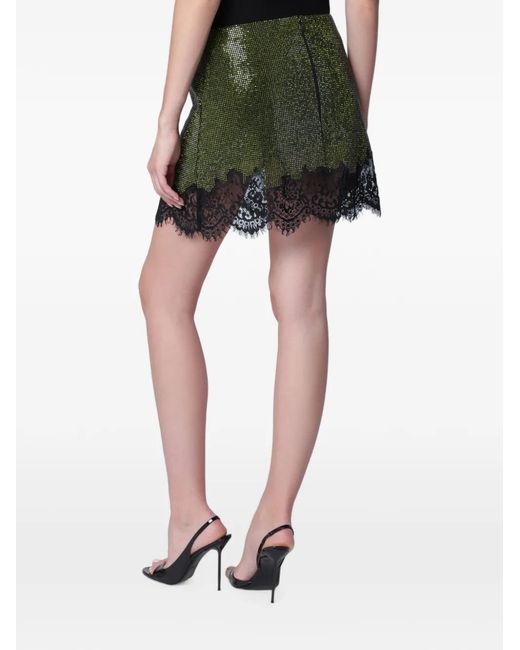 Self-Portrait Green Sequin-Embellished Mini Skirt