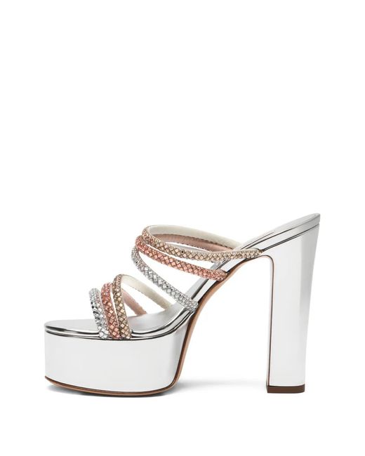 Casadei White Patty Andromeda Platform Embellished Sandals