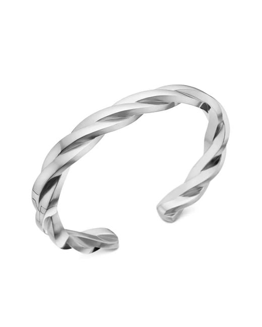 David Yurman White Sterling Dy Helios Cuff Bracelet (9Mm) for men