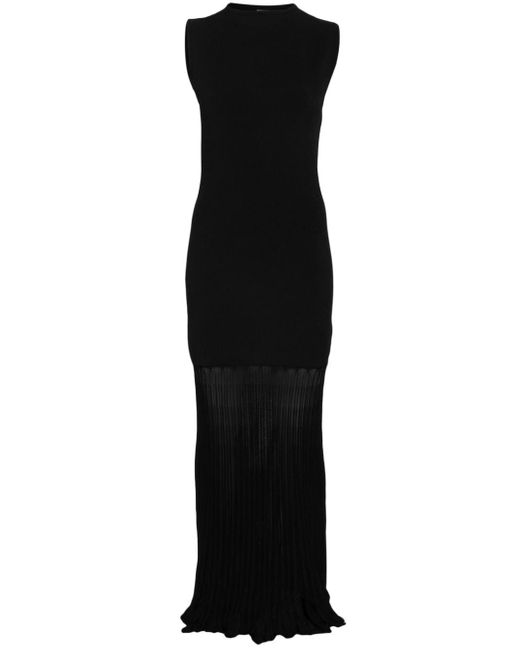 Totême  Black Plissé-detail Ribbed Maxi Dress