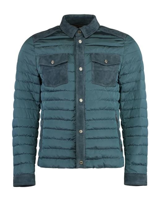 Moorer Blue Panelled Quilted Jacket for men