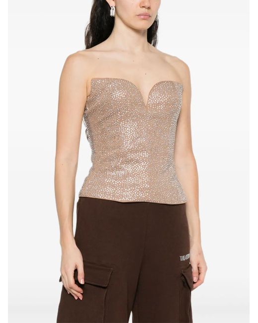 GIUSEPPE DI MORABITO Pink Embellished Strapless Top