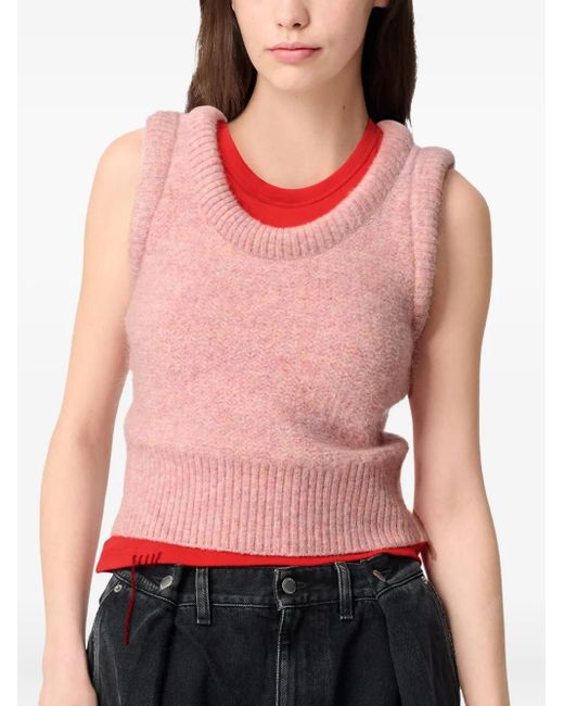 Axel Arigato Pink Anna Ribbed-Hem Cropped Sleeveless Vest
