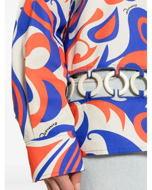 DSquared² Blue Cut-Out Detail Cotton Shirt