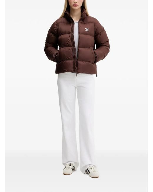 Adidas Brown Zip-Up Puffer Jacket