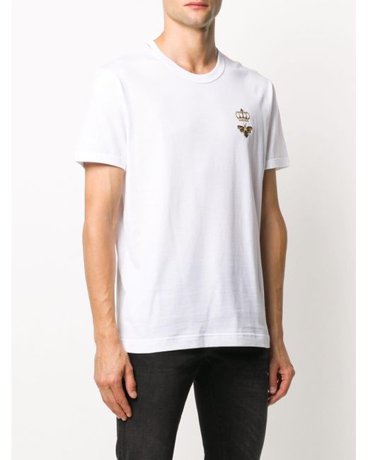 T-shirt à détail brodé Dolce & Gabbana pour homme en coloris White