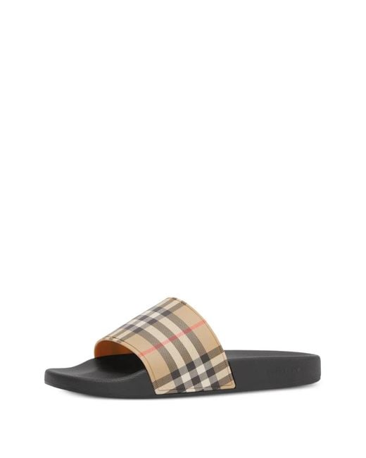 Burberry White Check-Detail Mini Sandals