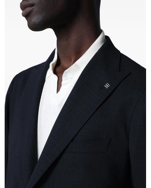 Tagliatore Blue Logo-Plaque Single-Breasted Jacket for men