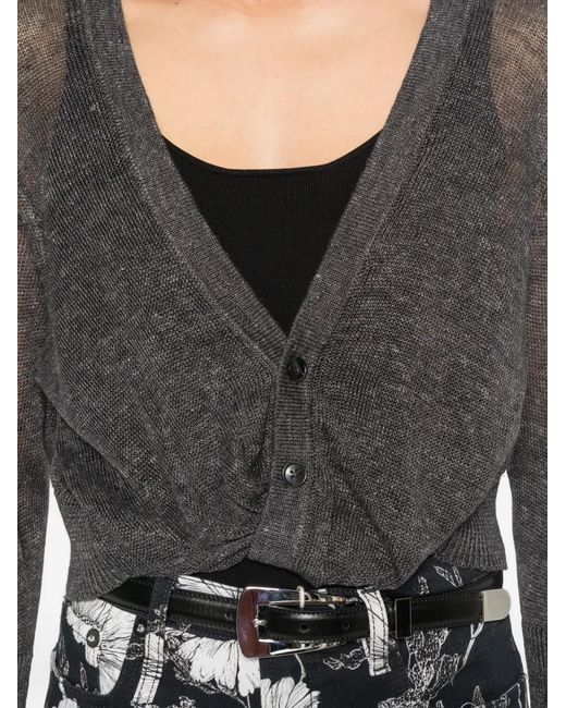 R13 Gray Twisted-Front Knit Cardigan