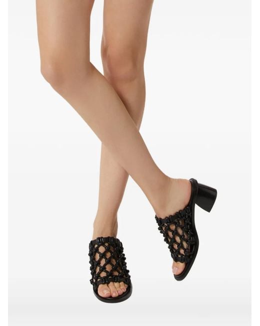 Odissi Black Nour Braided-Vamp Sandals