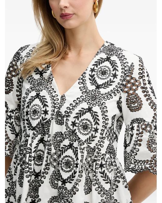 Silvian Heach White Geometric-Pattern Mini Dress