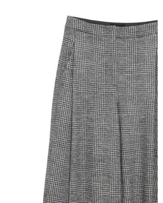 Emporio Armani Gray Pleated Check-Pattern Trousers