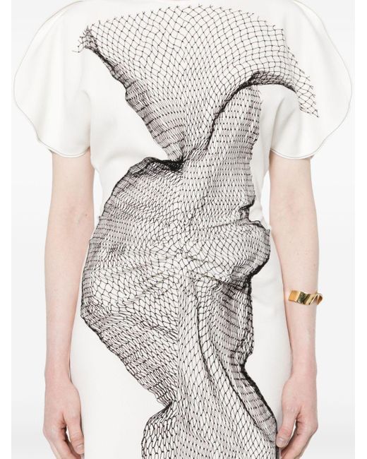 Victoria Beckham White Gathered-detail Midi Dress
