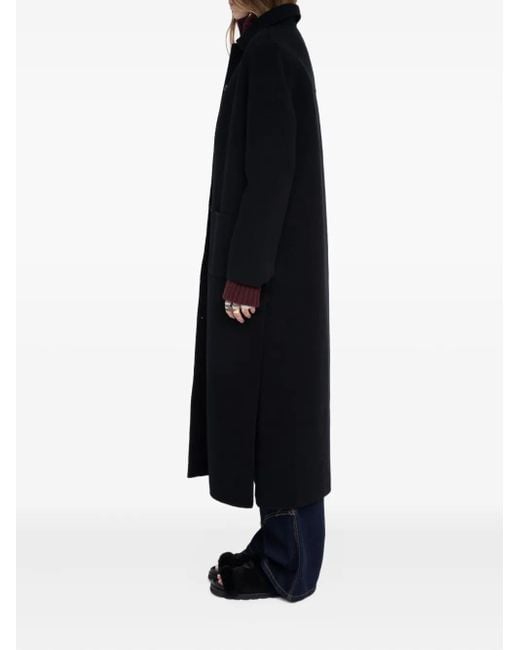 Zadig & Voltaire Black Patch-Pocket Single-Breasted Coat