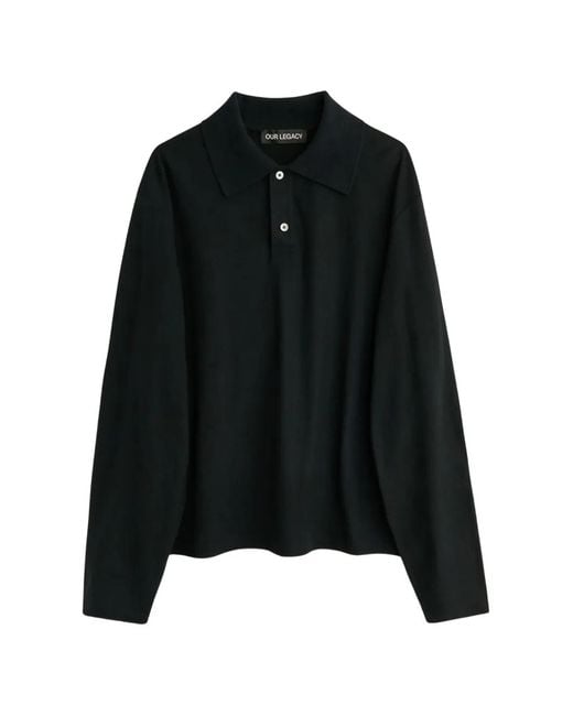 Our Legacy Rugby Long-Sleeve Polo Shirt in Black for Men | Lyst Canada