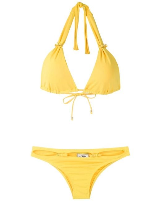 Amir Slama Yellow Adjustable Triangle Bikini Set
