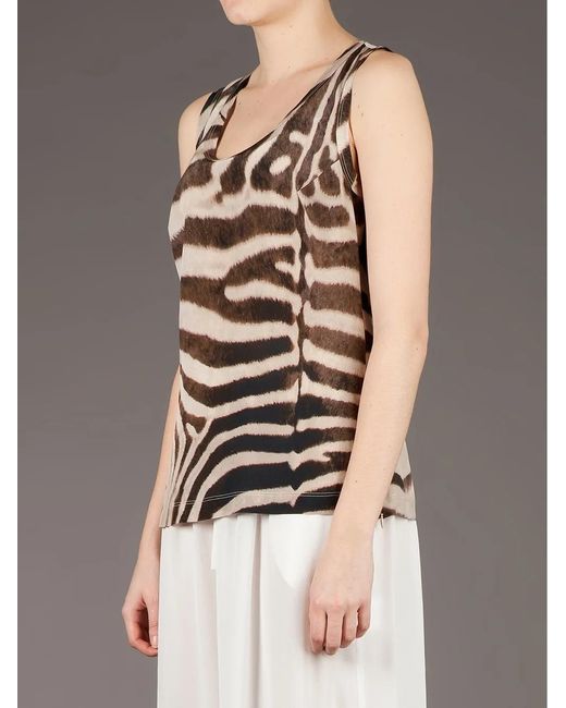Mantu Brown Zebra Print Tank Top