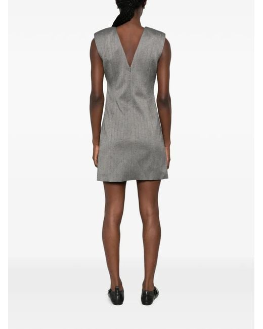 Maje Gray Herringbone-Pattern Sleeveless Mini Dress