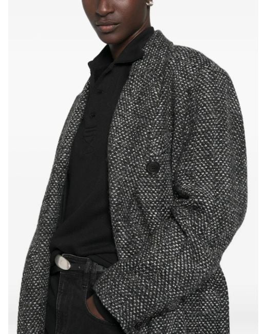 Isabel Marant Gray Double-Breasted Long-Sleeve Coat