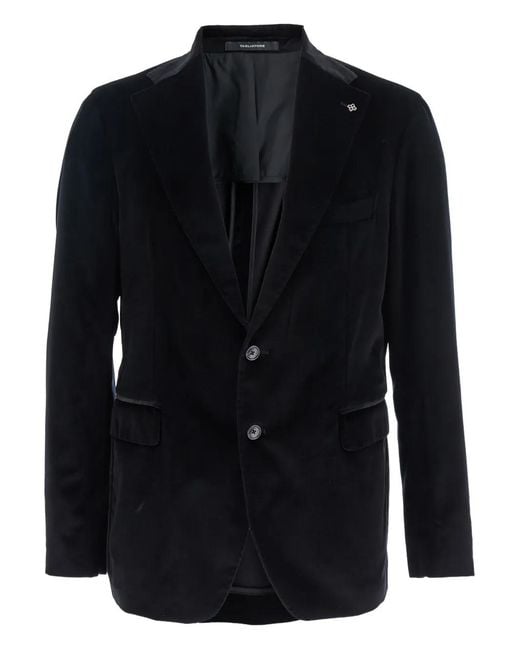 Tagliatore Black Notched-Lapel Single-Breasted Jacket for men