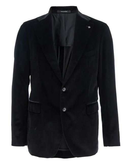 Tagliatore Black Notched-Lapel Single-Breasted Jacket for men