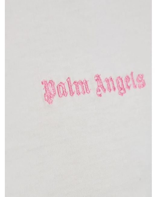 Palm Angels White Embroidered-Logo Crew-Neck T-Shirt