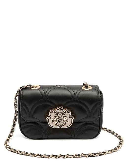 Isla Black Quilted Appliqué Chain Shoulder Bag