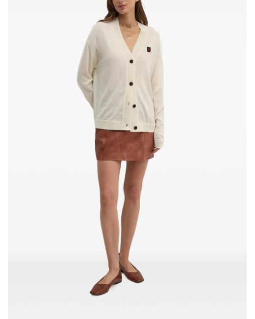 DKNY Natural Button Logo Cardigan
