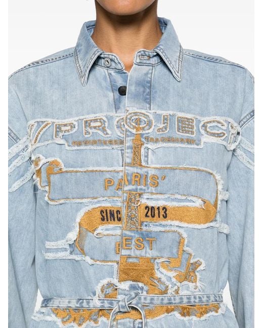 Y. Project Blue Logo-Embroidered Denim Shirtdress