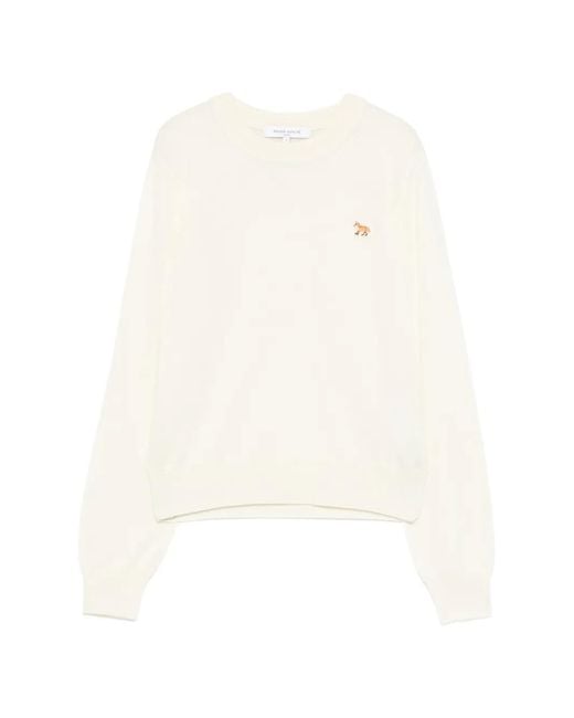 Maison Kitsuné White Fox Embroidered Sweater