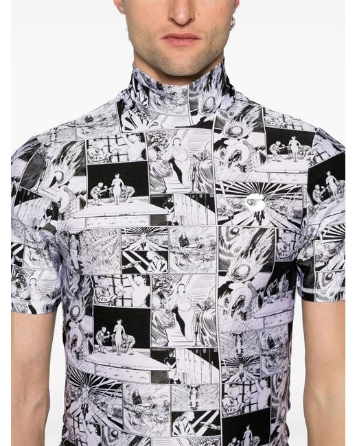 Coperni White Funnel-Neck Cartoon-Print T-Shirt for men